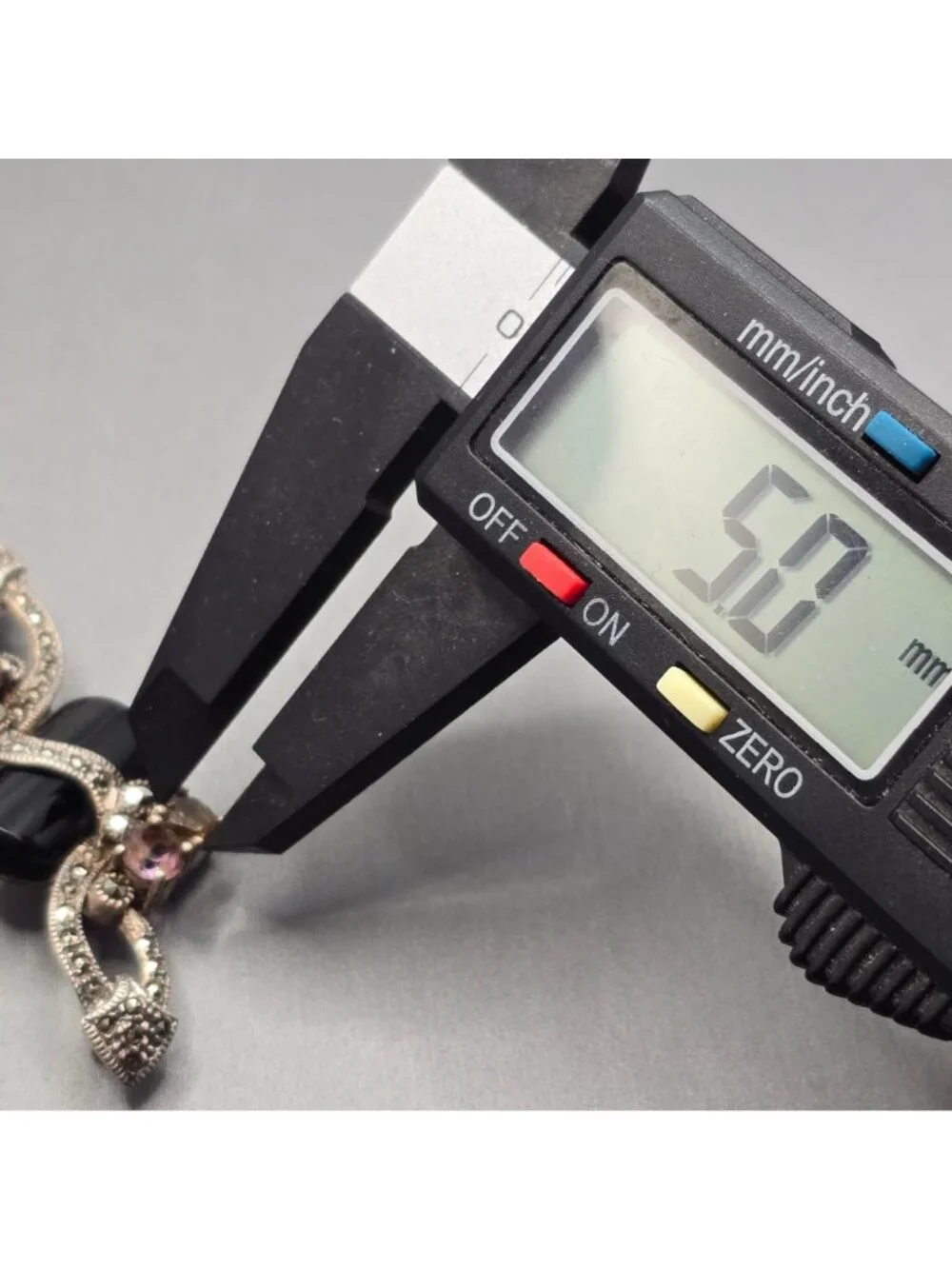 Art Deco Sterling Silver Onyx Amethyst Citrine Marcasite Brooch Vintage C Mark - Picture 12 of 15